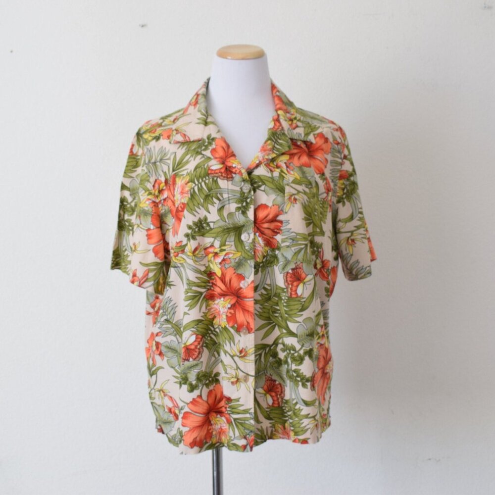 Plus Size‎ Vintage Floral 90s Button Down Cotton/Rayon Shirt size 2X - Picture 10 of 10